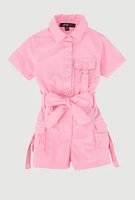 Baby Girls 12-24M Tabbed Cargo Pocket Romper, Pink,