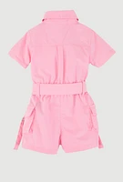 Baby Girls 12-24M Tabbed Cargo Pocket Romper, Pink,