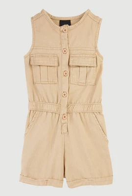 Baby Girls 12-24M Mineral Wash Sleeveless Cargo Romper,