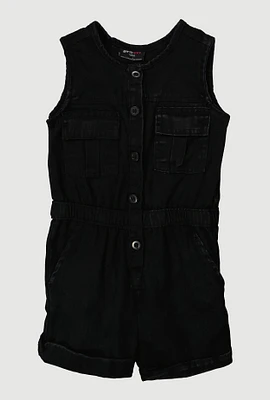 Baby Girls 12-24M Mineral Wash Sleeveless Cargo Romper,