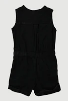 Baby Girls 12-24M Mineral Wash Sleeveless Cargo Romper,
