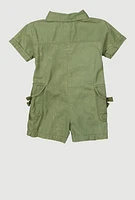 Baby Girls 12-24M Mineral Wash Bow Utility Romper,