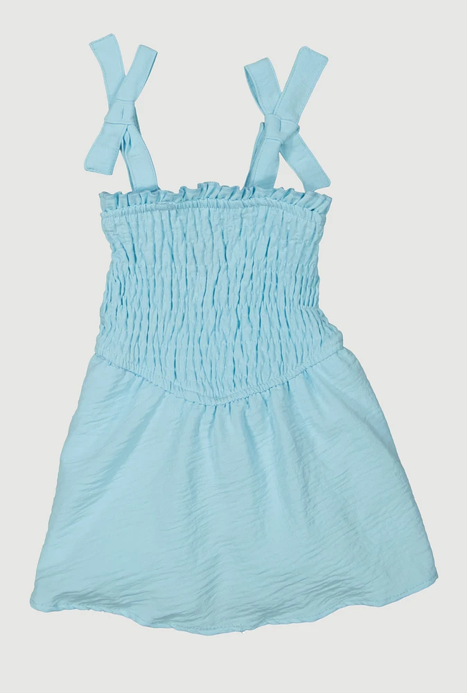 Baby Girls 12-24M Airy Tie Shoulder Smocked Dress, Blue, Size 12M