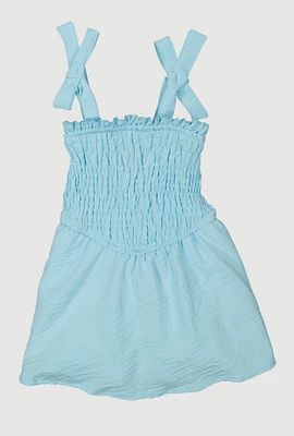 Baby Girls 12-24M Airy Tie Shoulder Smocked Dress, Blue, Size 12M