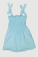 Baby Girls 12-24M Airy Tie Shoulder Smocked Dress, Blue, Size 12M