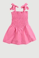 Baby Girls 12-24M Airy Tie Shoulder Smocked Dress, Pink, Size 12M