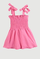Baby Girls 12-24M Airy Tie Shoulder Smocked Dress, Pink, Size 12M