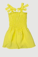 Baby Girls 12-24M Airy Tie Shoulder Smocked Dress, Yellow,