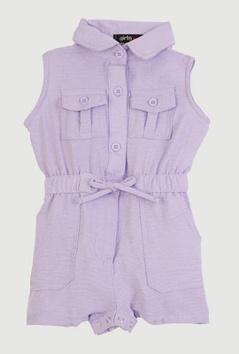 Baby Girls 12-24M Airy Sleeveless Button Front Romper, Purple, Size 18M