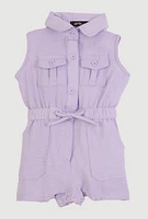 Baby Girls 12-24M Airy Sleeveless Button Front Romper, Purple, Size 18M