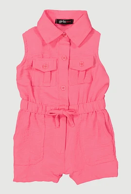 Baby Girls 12-24M Airy Sleeveless Button Front Romper,