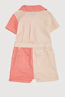 Baby Girls 12-24M Color Block Tie Waist Utility Romper, Multi,