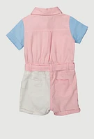 Baby Girls 12-24M Color Block Tie Waist Utility Romper, Multi,