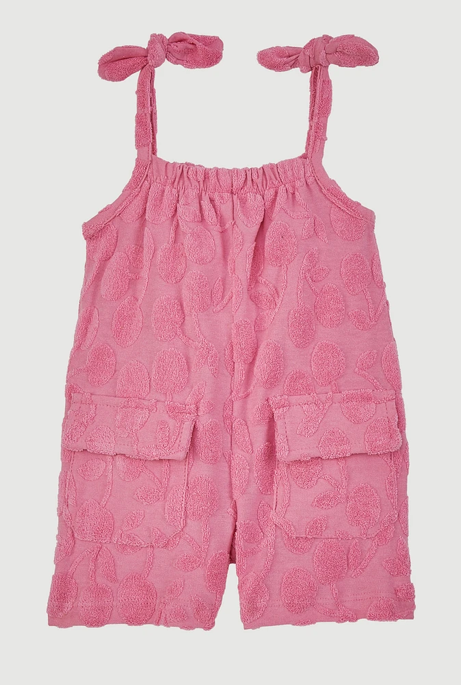 Baby Girls 12-24M Terry Cloth Cherry Print Romper, Pink, Size 12M