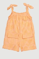 Baby Girls 12-24M Trendy Terry Cloth Heart Pattern Romper, Orange, Size 24M