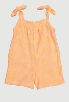 Baby Girls 12-24M Trendy Terry Cloth Heart Pattern Romper, Orange, Size 24M