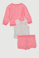 Baby Girls 12-24M Terry Cloth Sweatshirt and Shorts with Tank Top, Pink, Size 18M