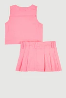 Baby Girls 12-24M Distressed Vest and Pleated Skirt, Pink, Size 12M