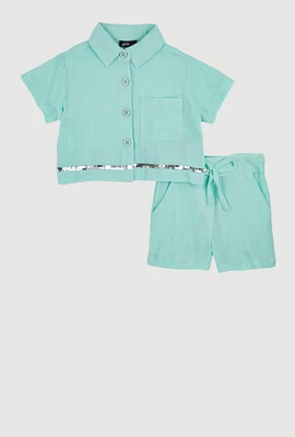 Baby Girls 12-24M Sequin Trim Shirt and Shorts Set,