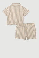 Baby Girls 12-24M Lurex Striped Shirt and Cargo Shorts,