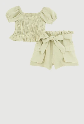 Baby Girls 12-24M Smocked Peasant Top and Shorts,