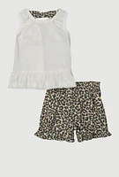 Baby Girls 2-Piece Glitter Graphic Top and Shorts Set, Multi, Size 24M
