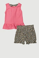 Baby Girls 2-Piece Glitter Graphic Top and Shorts Set, Multi, Size 12M