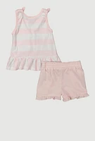 Baby Girls Glitter Peplum Top Ruffle Shorts Set,