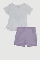 Baby Girls 12-24M Glitter Graphic T Shirt and Shorts 2 Piece Set, Multi, Size 18M
