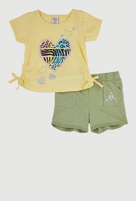 Baby Girls 12-24M Glitter Graphic T Shirt and Shorts 2 Piece Set, Multi, Size 24M