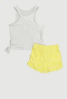 Baby Girls 12-24M Mamas Girl Tee and Terry Cloth Shorts with Hat, Yellow,