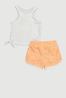 Baby Girls 12-24M Cute Girl Vibes Tee and Terry Cloth Shorts with Hat, Multi, Size 12M