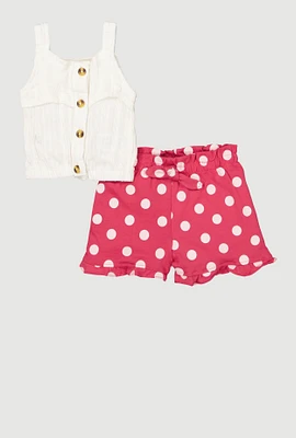 Baby Girls 12-24M Rib Knit Tank Top and Polka Dot Shorts, Multi,