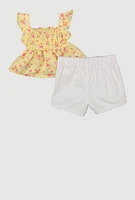 Baby Girls 12-24M Floral Print Peplum Top and Shorts, Multi, Size 24M