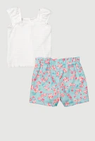 Baby Girls 12-24M Smocked Button Front Top and Floral Shorts, Multi, Size 24M