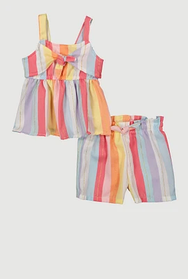 Baby Girls 12-24M Striped Tie Front Blouse and Shorts, Multi, Size 18M