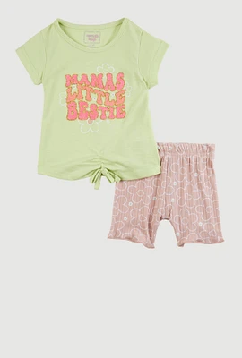 Baby Girls 12-24M Mamas Little Bestie Tee and Shorts, Multi, Size 12M