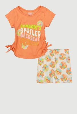 Baby Girls 12-24M Spoiled Glitter Graphic Tee and Shorts, Orange, Size 12M