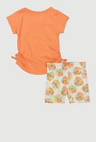 Baby Girls 12-24M Spoiled Glitter Graphic Tee and Shorts, Orange, Size 12M