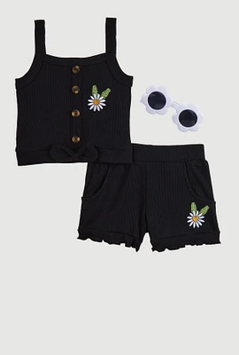 Baby Girls 12-24M Sunflower Graphic Tank Top and Shorts,