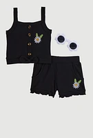 Baby Girls 12-24M Sunflower Graphic Tank Top and Shorts,