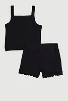 Baby Girls 12-24M Sunflower Graphic Tank Top and Shorts,