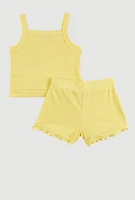 Baby Girls 12-24M Sunflower Graphic Tank Top and Shorts, Yellow, Size 12M