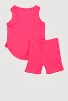 Baby Girls 12-24M Heart Graphic Tank Top and Biker Shorts, Pink, Size 18M