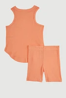 Baby Girls 12-24M Heart Graphic Tank Top and Biker Shorts,