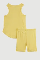 Baby Girls 12-24M Heart Graphic Tank Top and Biker Shorts, Yellow, Size 24M