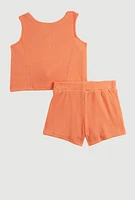 Baby Girls 12-24M Butterfly Vest and Shorts with Sunglasses, Orange, Size 12M