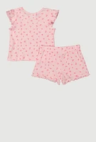 Baby Girls 12-24M Ditsy Floral Top and Shorts, Pink, Size 24M