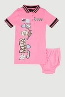 Baby Girls 12-24M Love Graphic Print Polo Dress, Pink, Size 18M