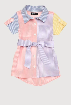 Baby Girls 12-24M Striped Color Block Shirt Dress, Multi, Size 18M